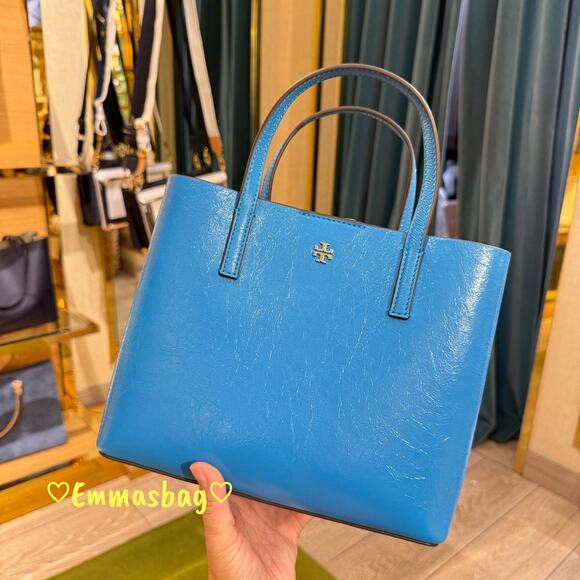 Tory Burch Blake Crinkle Color-Block Small Tote 175955 $430 Napa Leather